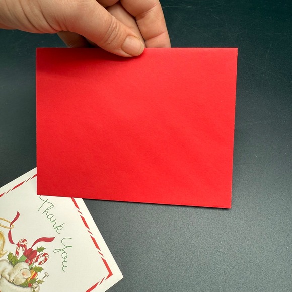 Vintage Angel Christmas Thank You Card with Kitten and Red Stocking Unused 1997 - Picture 2 of 5